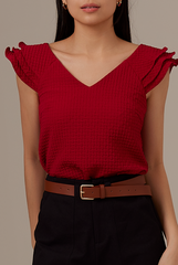 Julia Textured Top in Red
