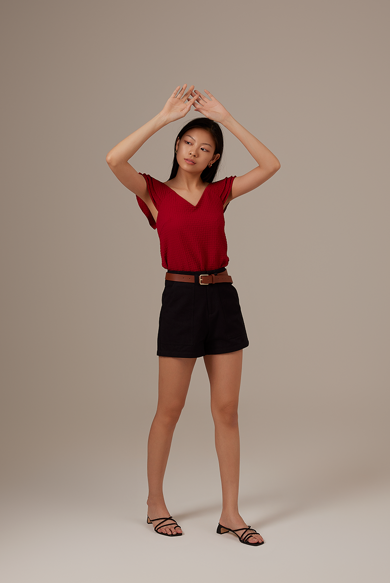 Julia Textured Top in Red