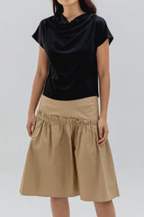 Fleur Cowl Neck Top in Black