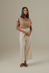 Fleur Cowl Neck Top in Khaki
