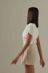 Fleur Cowl Neck Top in White