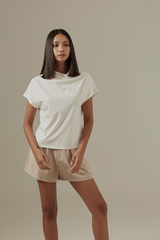 Fleur Cowl Neck Top in White