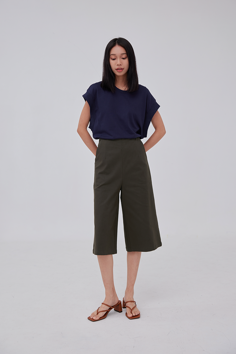 Felicia Drop Shoulder Top in Navy Blue