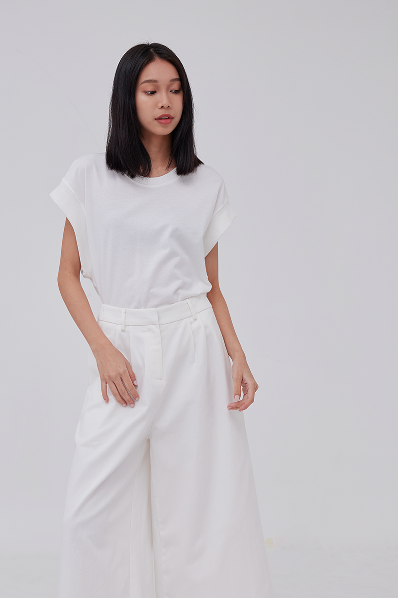 Felicia Drop Shoulder Top in White