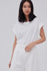 Felicia Drop Shoulder Top in White