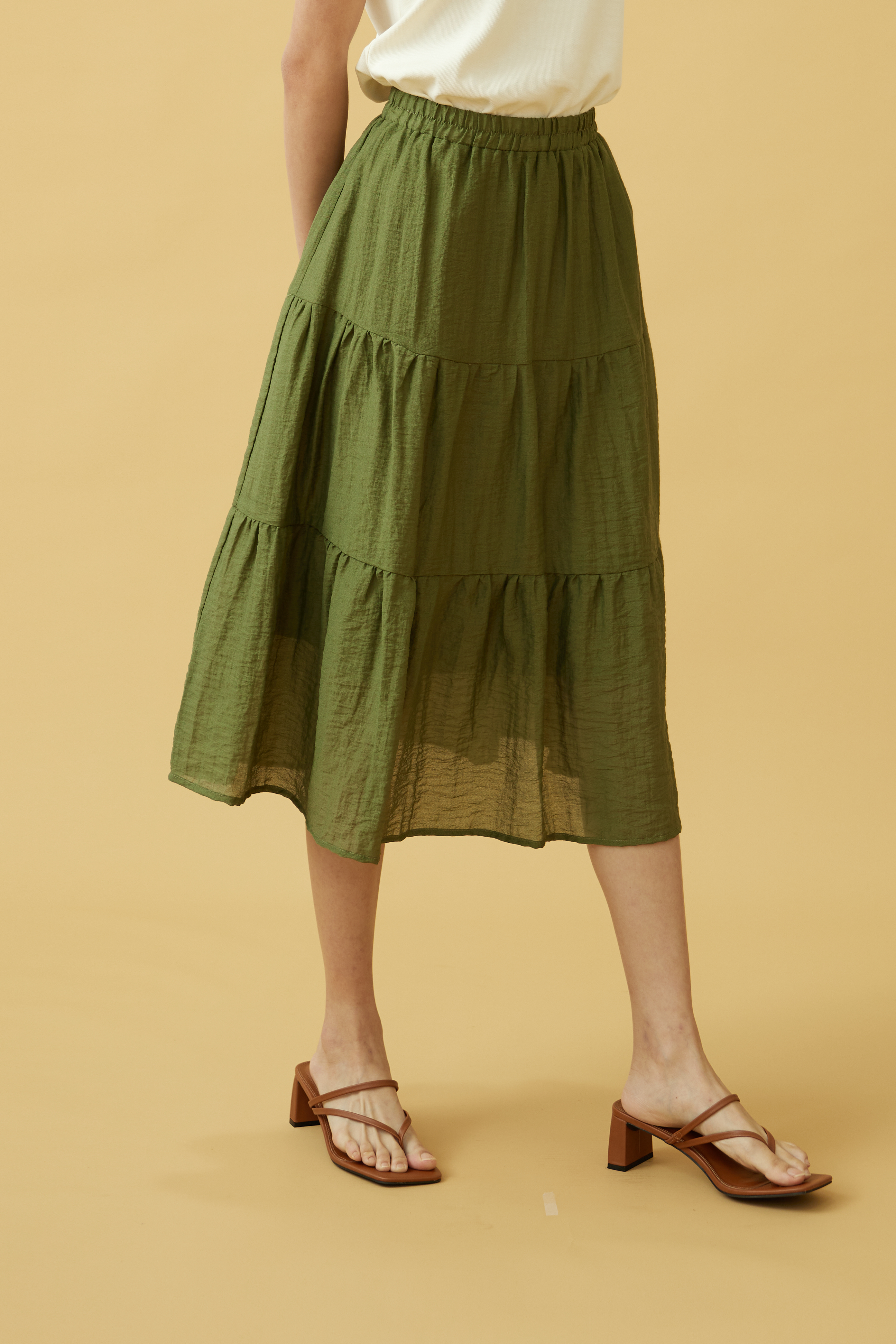 Lexie Tri-Tiered Skirt in Cream