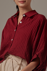 Christine Button Down Shirt in Maroon