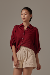 Christine Button Down Shirt in Maroon