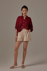 Christine Button Down Shirt in Maroon