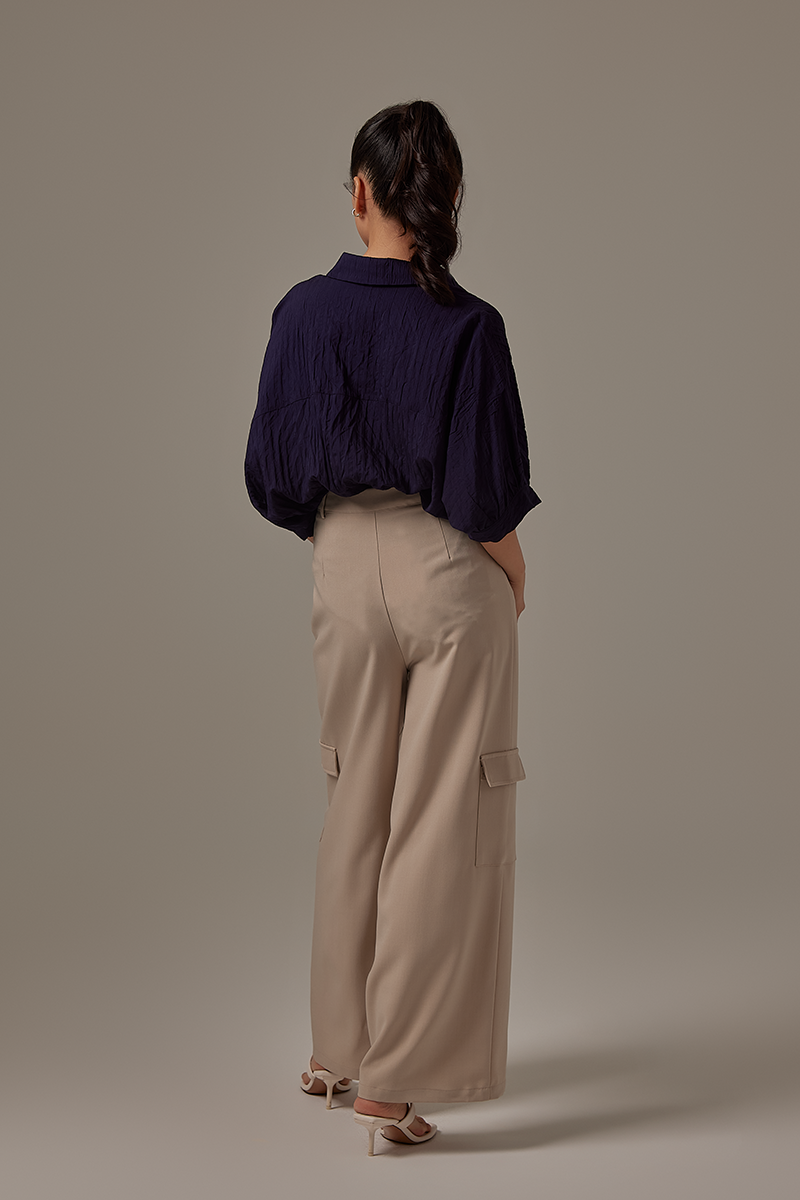 Christine Button Down Shirt in Navy Blue