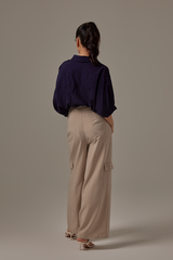 Christine Button Down Shirt in Navy Blue