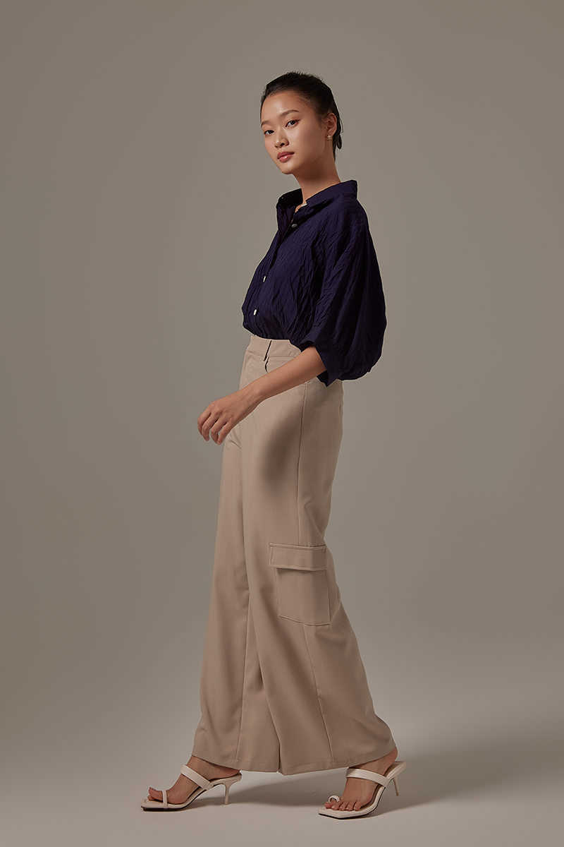 Christine Button Down Shirt in Navy Blue