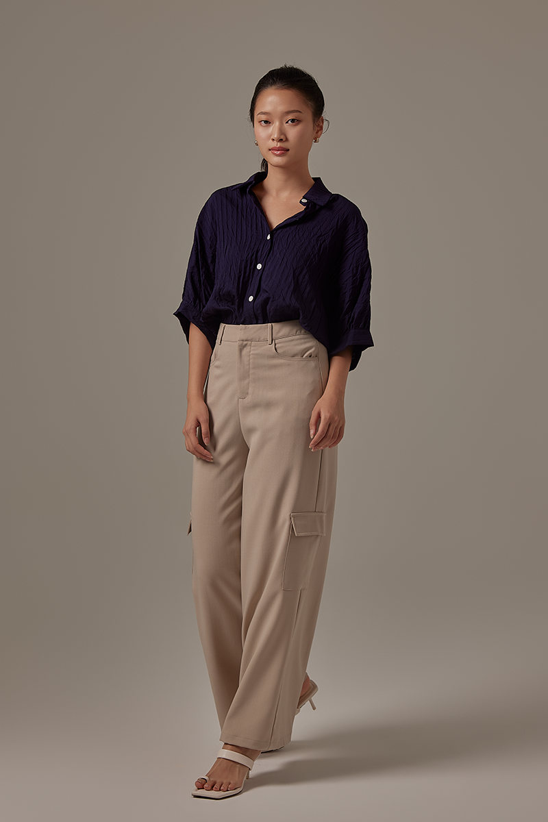 Christine Button Down Shirt in Navy Blue