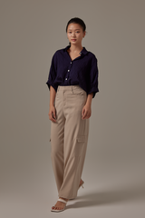 Christine Button Down Shirt in Navy Blue