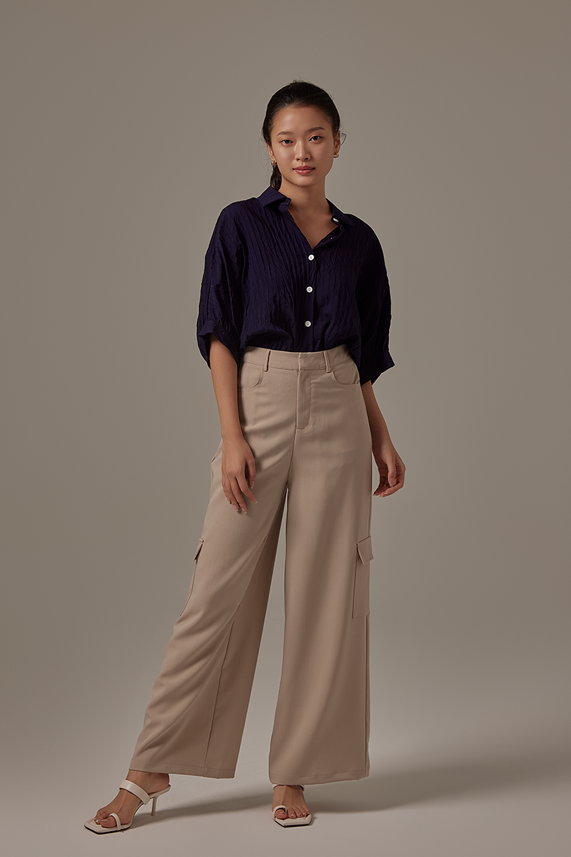 Christine Button Down Shirt in Navy Blue