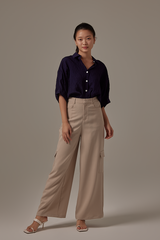 Christine Button Down Shirt in Navy Blue