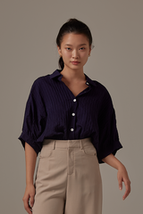Christine Button Down Shirt in Navy Blue