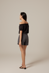 Rumi Off Shoulder Textured Top in Black