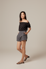 Rumi Off Shoulder Textured Top in Black
