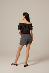 Rumi Off Shoulder Textured Top in Black