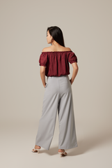 Rumi Off Shoulder Textured Top in Burgundy
