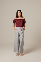 Rumi Off Shoulder Textured Top in Burgundy
