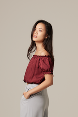 Rumi Off Shoulder Textured Top in Burgundy