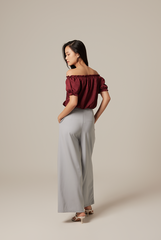 Rumi Off Shoulder Textured Top in Burgundy