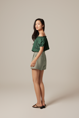 Rumi Off Shoulder Textured Top in Forest