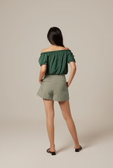 Rumi Off Shoulder Textured Top in Forest