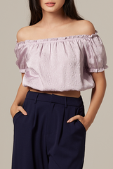 Rumi Off Shoulder Textured Top in Lilac