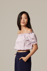 Rumi Off Shoulder Textured Top in Lilac