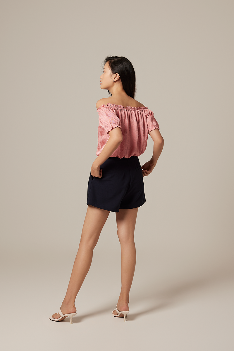 Rumi Off Shoulder Textured Top in Rose