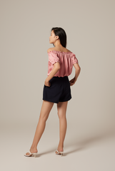 Rumi Off Shoulder Textured Top in Rose