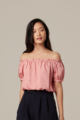 Rumi Off Shoulder Textured Top in Rose