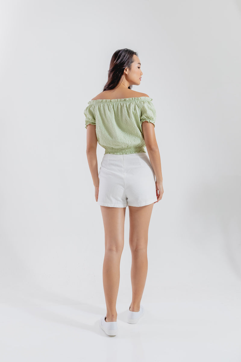 Rumi Off Shoulder Textured Top in Sage