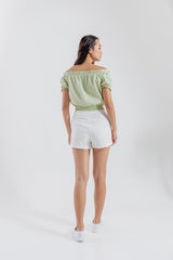 Rumi Off Shoulder Textured Top in Sage