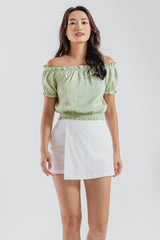 Rumi Off Shoulder Textured Top in Sage
