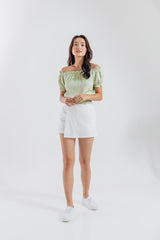 Rumi Off Shoulder Textured Top in Sage