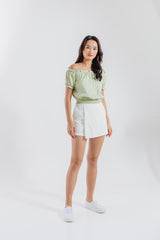 Rumi Off Shoulder Textured Top in Sage
