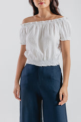 Rumi Off Shoulder Textured Top in White