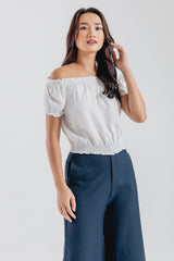 Rumi Off Shoulder Textured Top in White