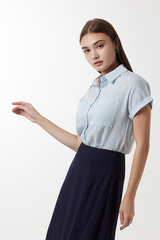 Elowen Collar Button Down Top in Baby Blue