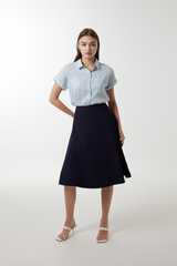 Elowen Collar Button Down Top in Baby Blue