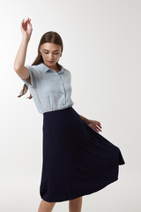 Elowen Collar Button Down Top in Baby Blue