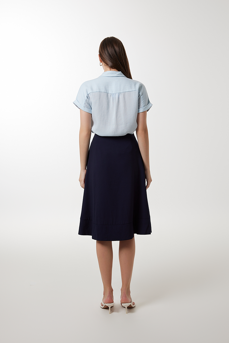 Elowen Collar Button Down Top in Baby Blue