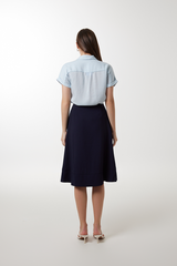Elowen Collar Button Down Top in Baby Blue