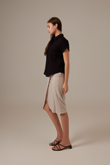 Elowen Collar Button Down Top in Black