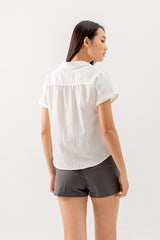 Elowen Collar Button Down Top in White