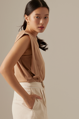 Priscilla Muscle Top in Brown